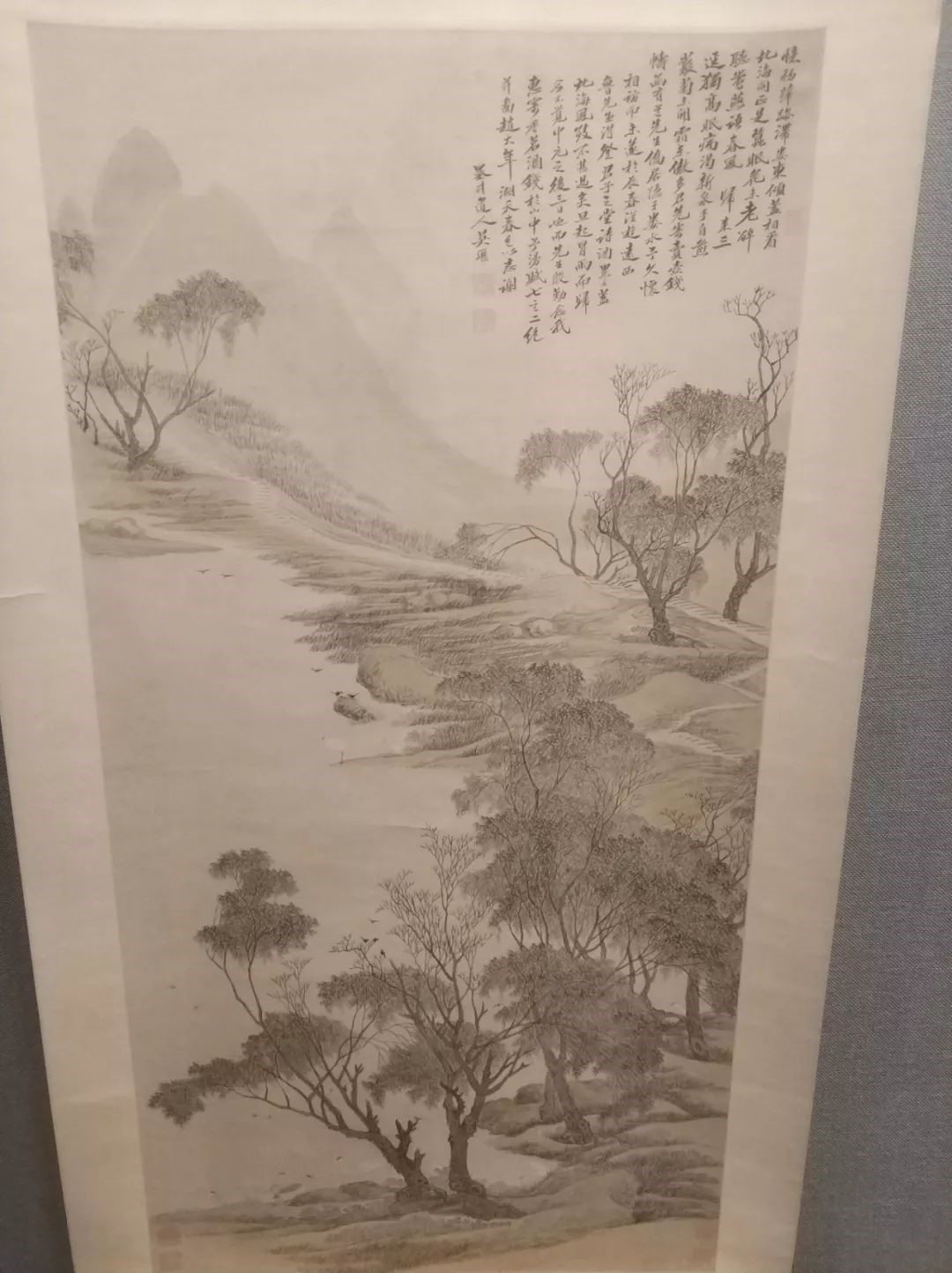 吴历：《湖天春色图》，该图的构图手法被视作西方透视手法